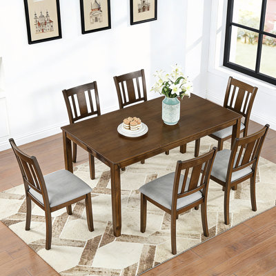 Ensemble de table de salle à manger 7 pièces avec 6 chaises rembourrées