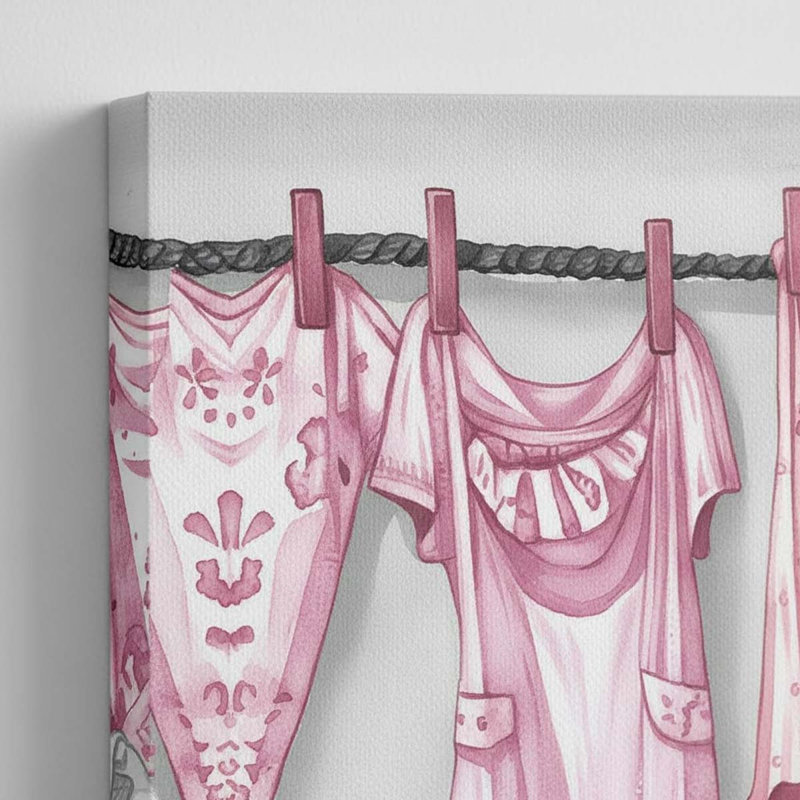 3 Piece Wrapped Canvas Print, Pink