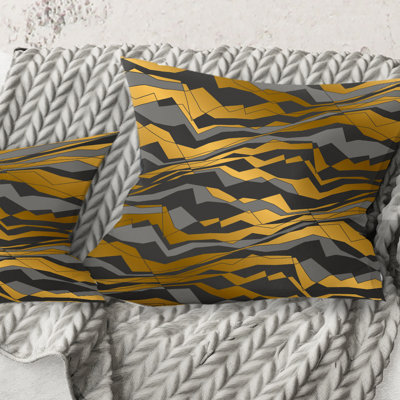 Motif de lignes et de vagues inclinées - Coussin Mid-Century