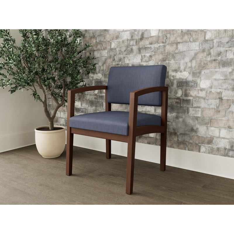 Chaise en bois Lenox, Noyer Riftwood, Plot Line bleu marine