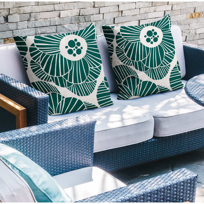 Housse et insert de coussin décoratif intérieur / extérieur en mélange de polyester, L 17 po x H 17 po, Émeraude
