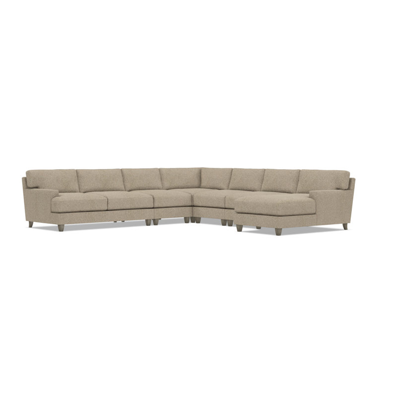 Bernhardt Mila 6-Piece Fabric Sectional, Light Brown Polyester, Right Hand Facing, 33.5" H x 137" W x 137" D