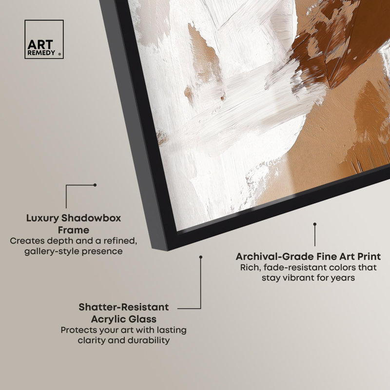 «Cream Contours Boho Decor Shadowbox» par Art Remedy, Noir, 16" H x 11" W