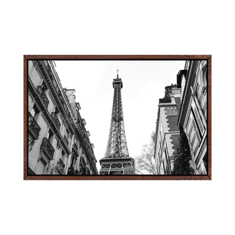 Eiffel Tower V by Bethany Young - Print on Canvas, 66.04cm H x 101.6cm W x 3.81cm D, Classic Brown Wood Framed