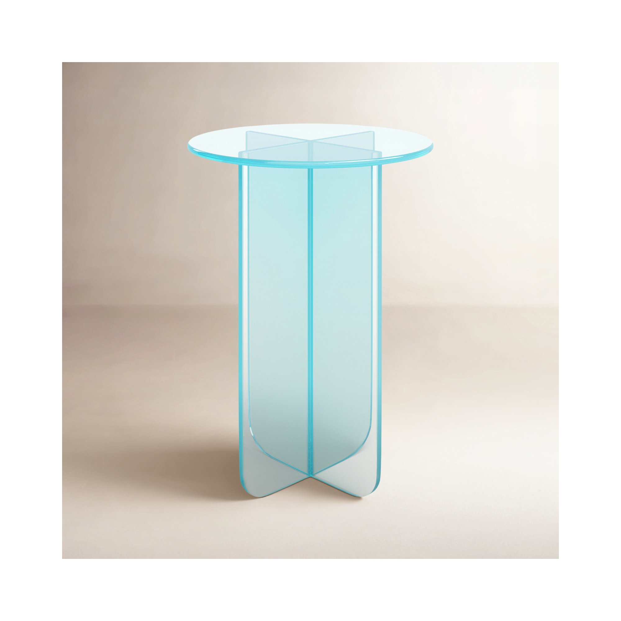 Vinci Large End Table In Iridescent Glass, 22" H x 16" W x 16" D