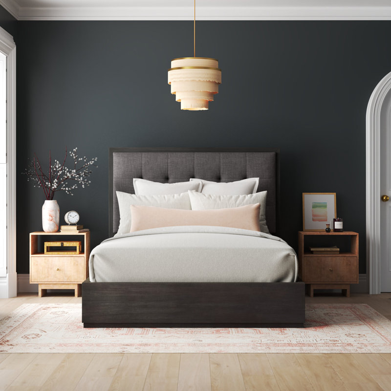 Upholstered Platform Bed, Queen, Bella Gray