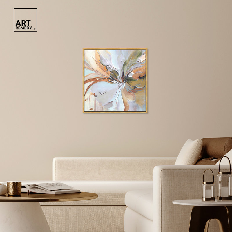 Golden Framed Abstract Canvas Print Wall Art, 13.5" x 13.5"