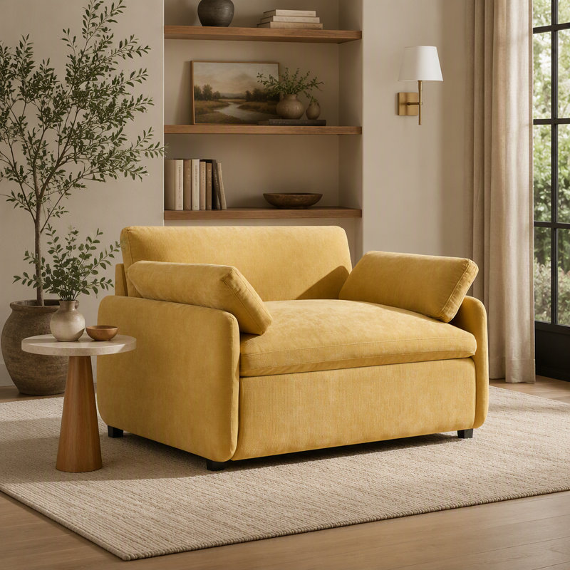 Fauteuil canapé une place surdimensionné en chenille, assise large et profonde, fauteuil d'appoint confortable et moderne, entièrement rembourré