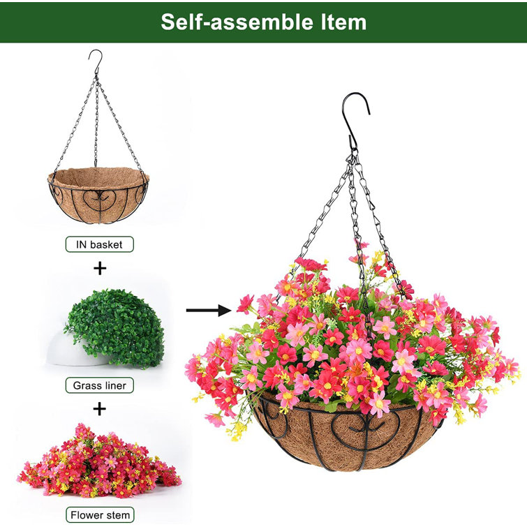 Primrue Silk Hanging Basket Arrangement In Basket - Wayfair Canada