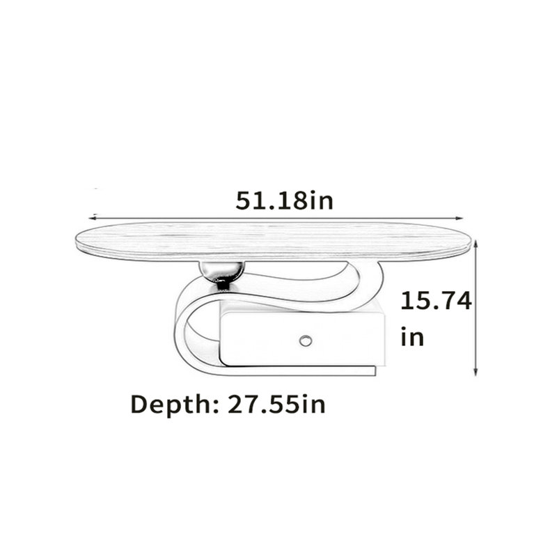 Table basse Simple Style, H 15,74 po x L 51,18 po x l 27,55 po, Noir / blanc