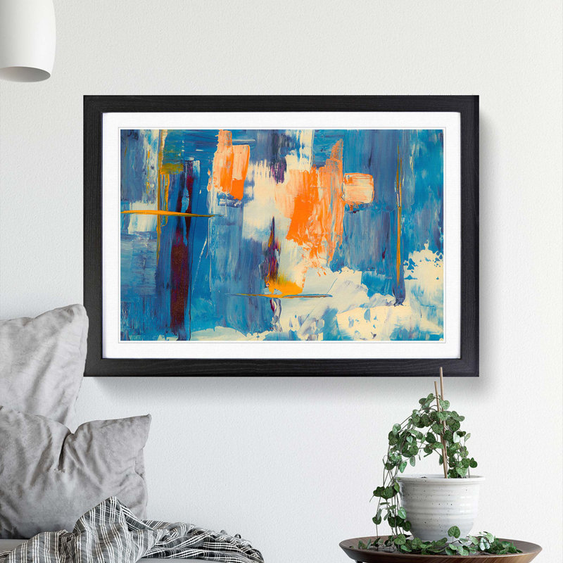 Abstract Art Painting Vol.300 by S.Johnson - Picture Frame Painting Print, Black Framed, 27cm H x 36cm W x 2cm D