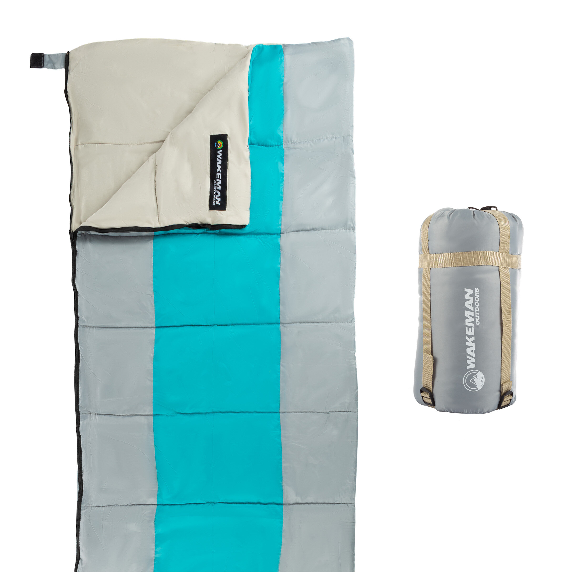 wakeman Lightweight Sleeping Bag - Carrying Bag with Compression Straps -  For Camping by Wakeman Outdoors & Reviews