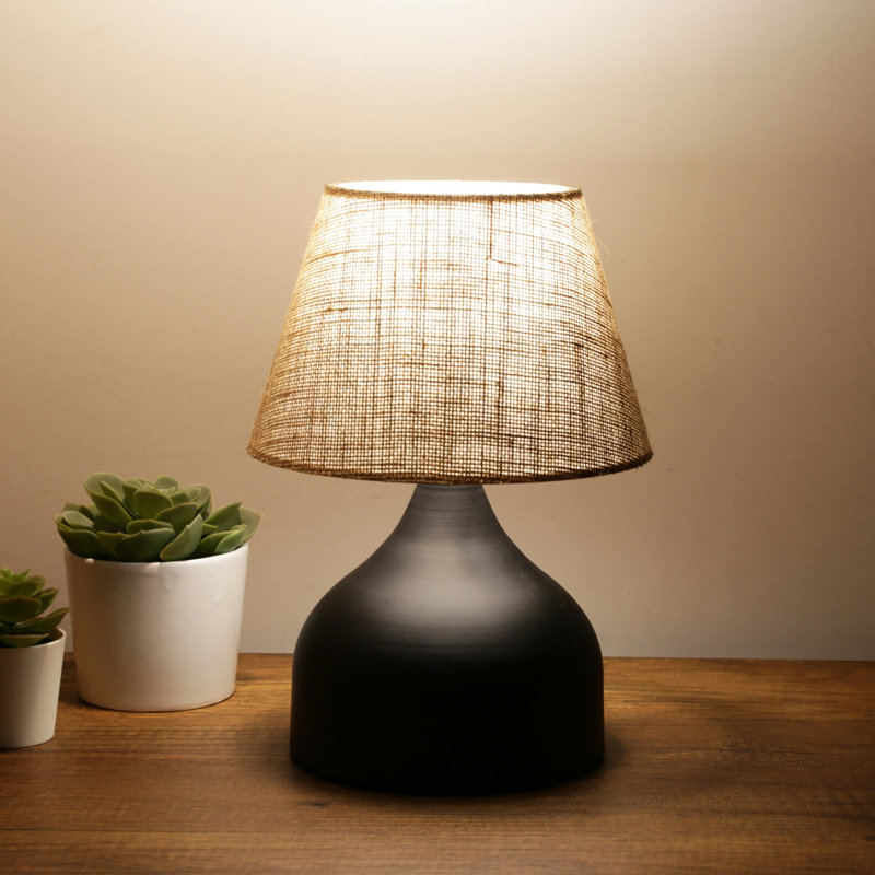 Elegant Scandinavian Table Lamp, Cream Color, 11.0 x 5.5 inches | 100% Metal Construction, 30.0 inches Tall | Jute Cap (8.7 x 5.5 inches) | 1 x E27 Socket (Max 40W), Perfect for Modern Home Decor & Ambient Lighting