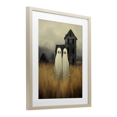 «Spooky Farmhouse Ghost Duo», reproduction encadrée sous verre, design par LSR Design Studio