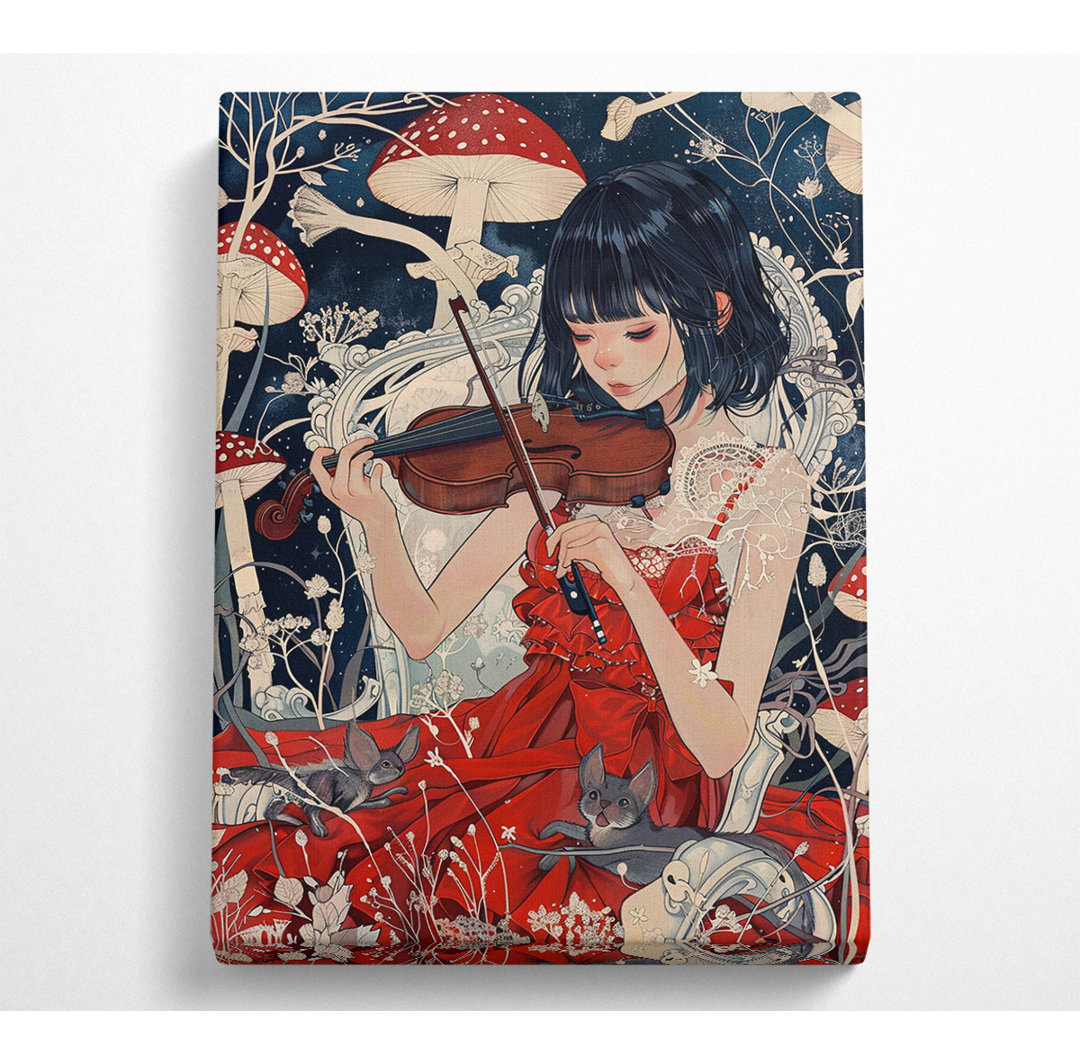 Mushroom Girl Violinist - Kunstdrucke auf Leinwand ohne Rahmen