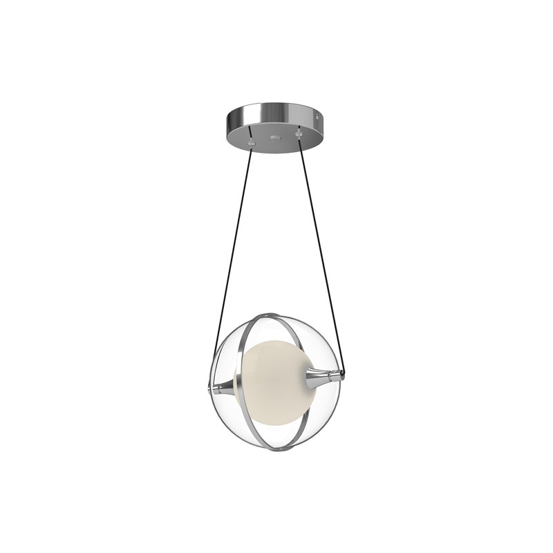 Aries 1 - Light LED Unique/Statement Pendant, 7.88" H x 8.63" W x 7.88" D, Chrome