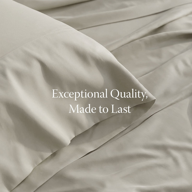 600 Thread Count 100% Cotton Sheet set in Sateen Weave, California King Sheet Set with 2 Pillowcases, Solid, Taupe