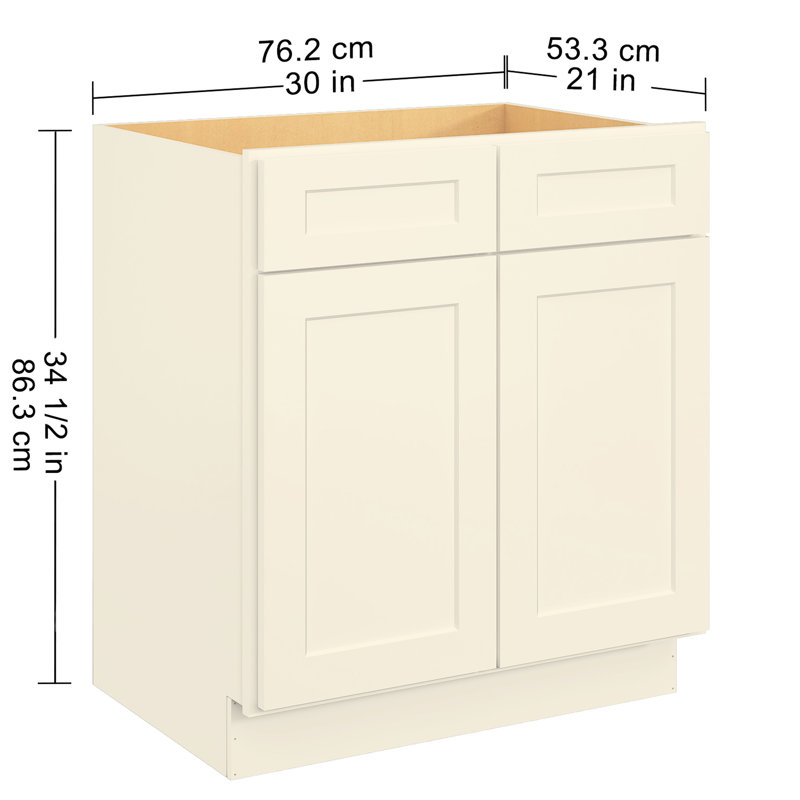 Armoire de base de meuble-lavabo en contreplaqué blanc antique l 30 po x P 21 po x H 34,5 po, pour salle de bain et cuisine 30 po x 21 po x 34,5 po