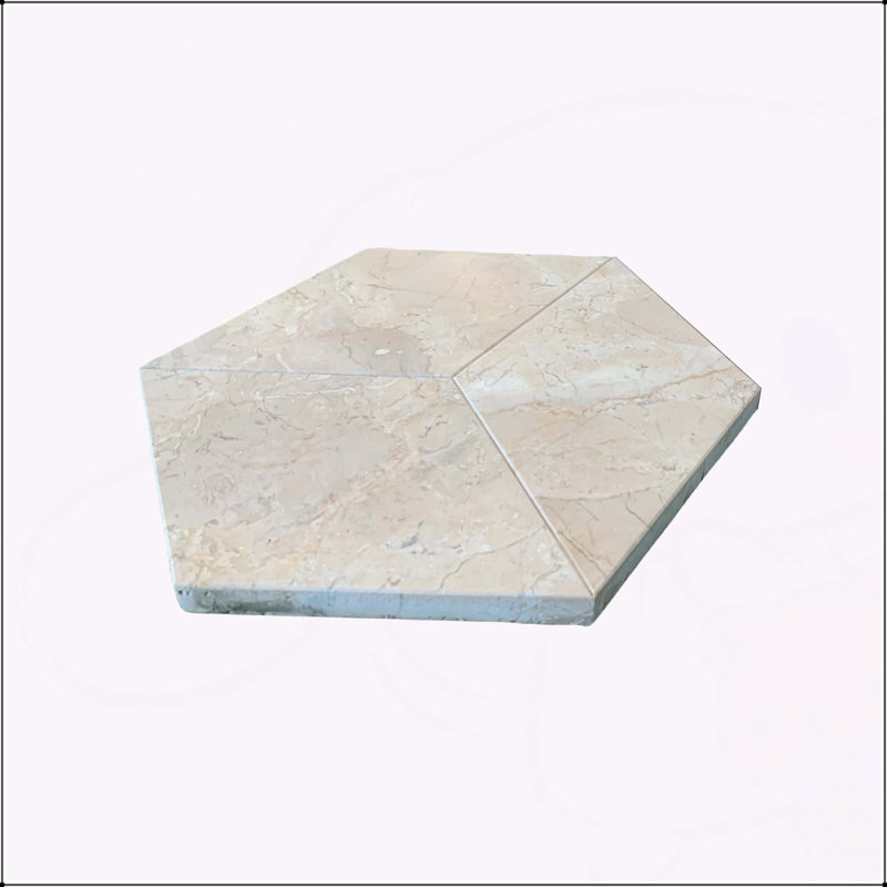 Marbre naturel hexagonal jaune or beige, pour plancher et mur, carreaux de marbre au fini poli, pierre naturelle, 1 boîte de 12 pièces