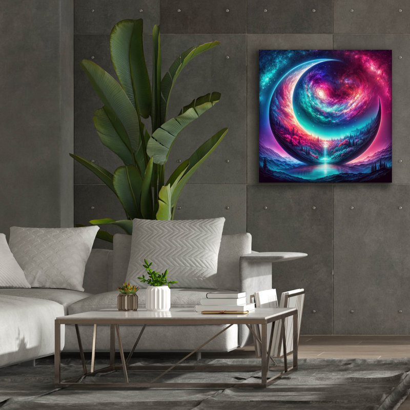  «Moon World 2» par Rey Klimt, art mural sur toile, 37 po x 37 po