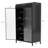 47.6" Tall Metal Storage Cabinet With Glass Doors & Flip-Top