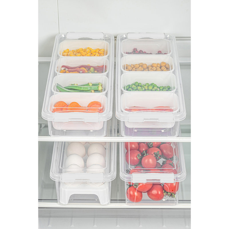 Durable Plastic Storage Box Set (4 Pieces) | Transparent, BPA Free | Sizes: 5.5 x 14.2 x 3.5 in (3500 ml), 3.1 x 4.7 x 2.9 in (450 ml), 5.5 x 14.2 x 2.4 in (2500 ml), 3.1 x 4.7 x 1.8 in (250 ml) | Dishwasher-Safe, Ideal for Organizing Home & Kitchen