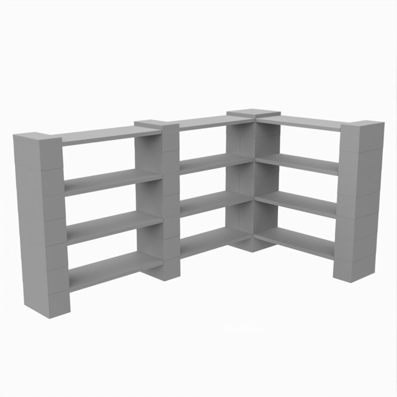 Étagère de coin double à 4 niveaux, Gris clair
