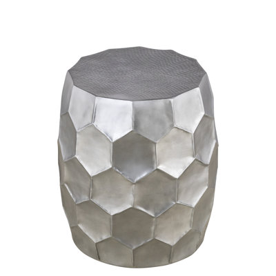 21 - Inch Height Aluminum End Table, Glossy Finish, Hand Made Pattern, Antique Silver, Fit For Living Room Table With 18W X 18L 21H, Crafted Artistic, Base, Easy To Clean