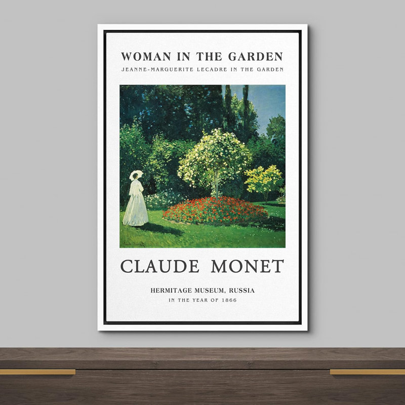 "Classical Artwork", "Femme dans le jardin", reproduction d'art sur toile, H 36 po x l 24 po x P 1,5 po, Blanc