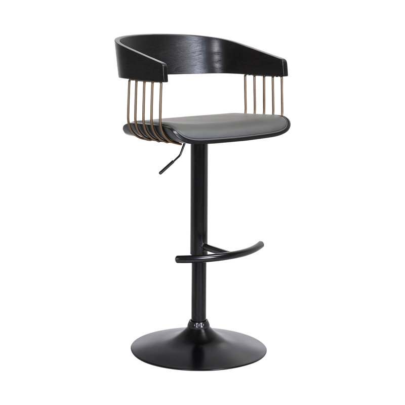Tabouret de bar réglable en bois et similicuir gris Larisa
