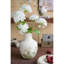 Vase en céramique 7 x 7 x 10 po avec finition blanche et motifs botaniques verts