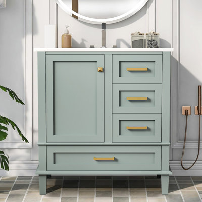 30'' Single Bathroom Vanity with Ceramic Top
