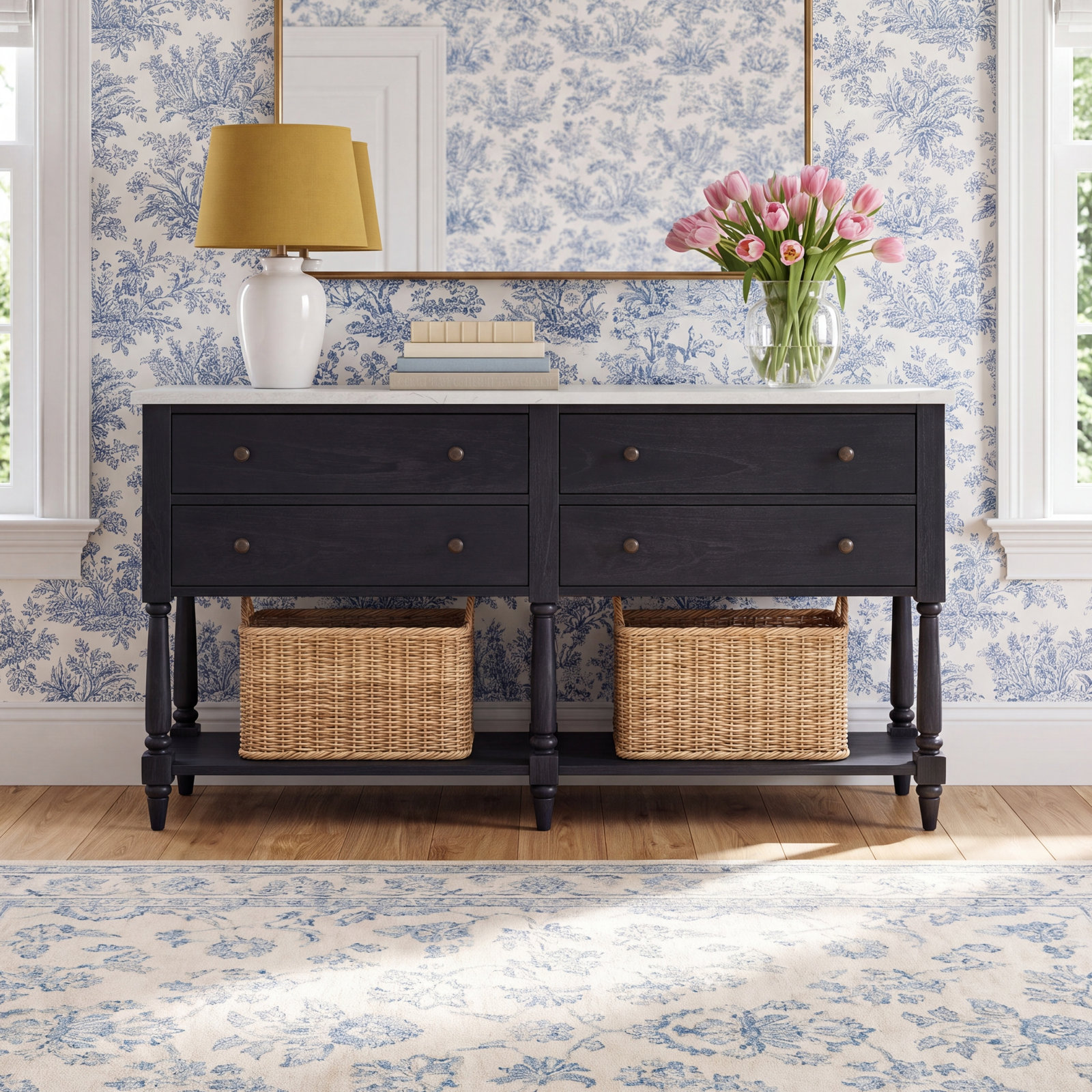 Aberdale Mahogany Sideboard, Washed Black