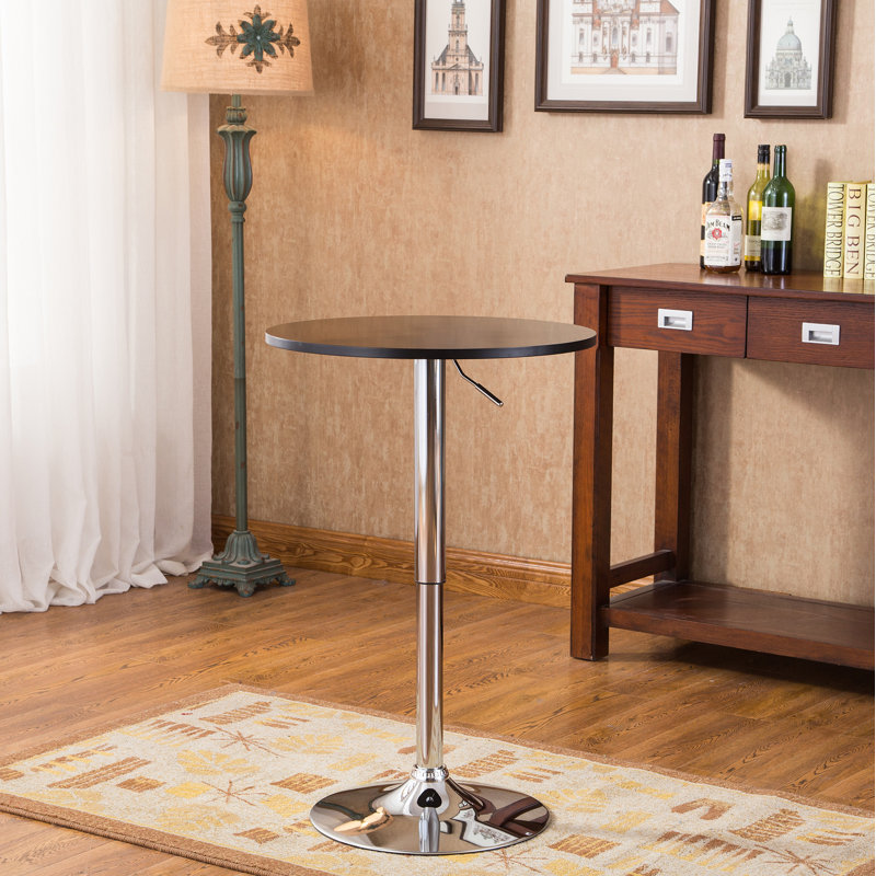 Table de bar réglable noire en bois et métal, Brun, Argent