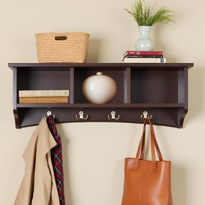 Shaker Cottage Wall-Mounted Coat Rack with Cubbies and Hooks