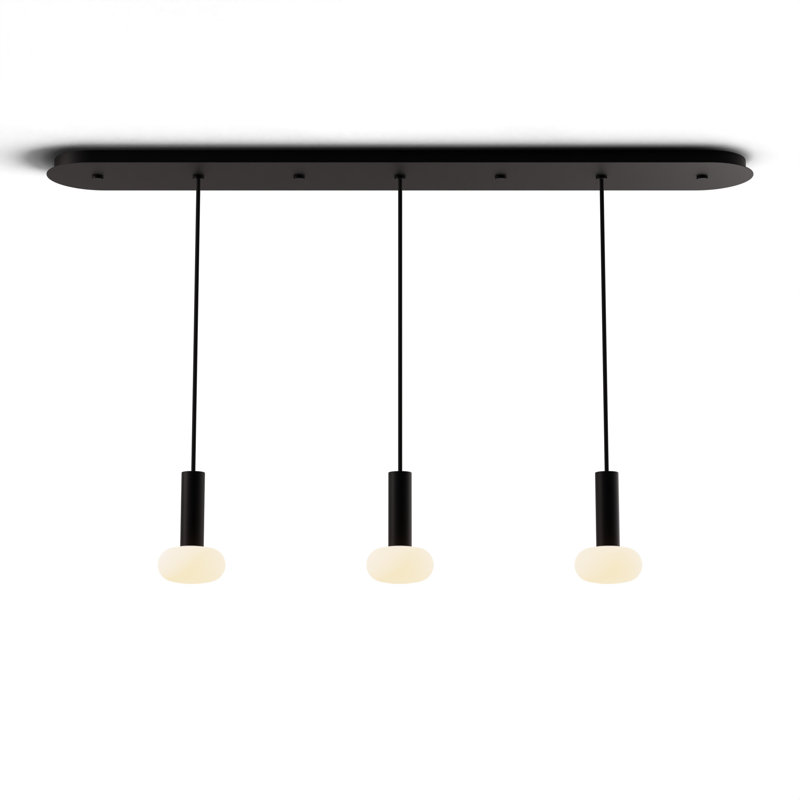 Combi Pendant 6" Linear Combo with Canopy, Glass Ball, 3, Matte Black