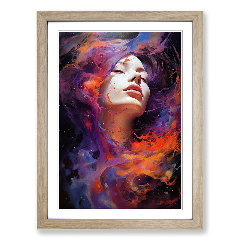Galaxy Gestural Art - Framed Print, Oak Framed, 46cm H x 34cm W