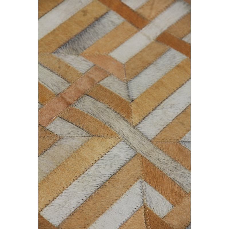 Natural Hide Cowhide Geometric Area Rug, Rectangle 8' x 11'