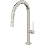 Pull-Down Kitchen Faucet With Button Sprayer - Low Arc Spout