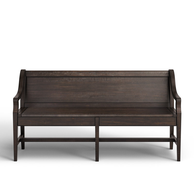 Graphite Pine Wood Bench with Back and Arms