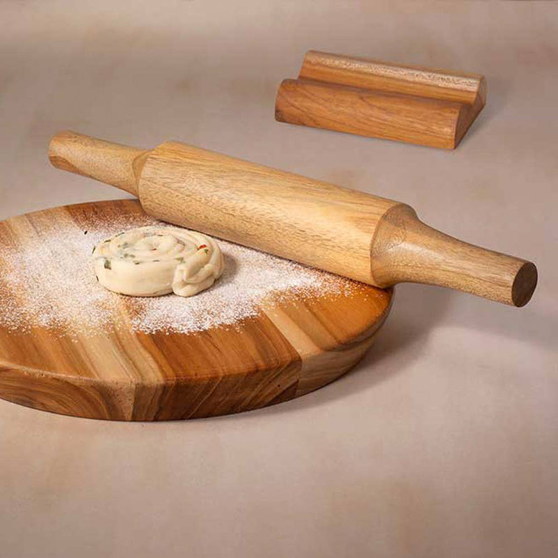 Chakla Belan en teck avec support - 2 ensembles