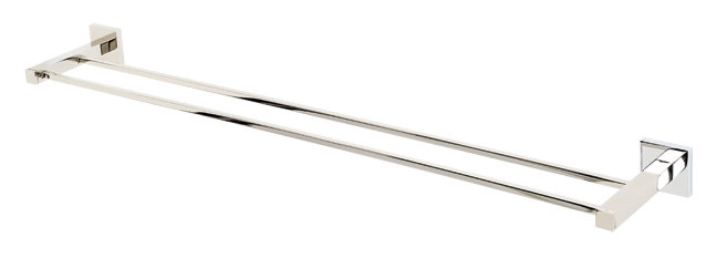 2 Double Wall Mounted Towel Bar, Polished Nickel, 2" H x 32" W x 5.31" D