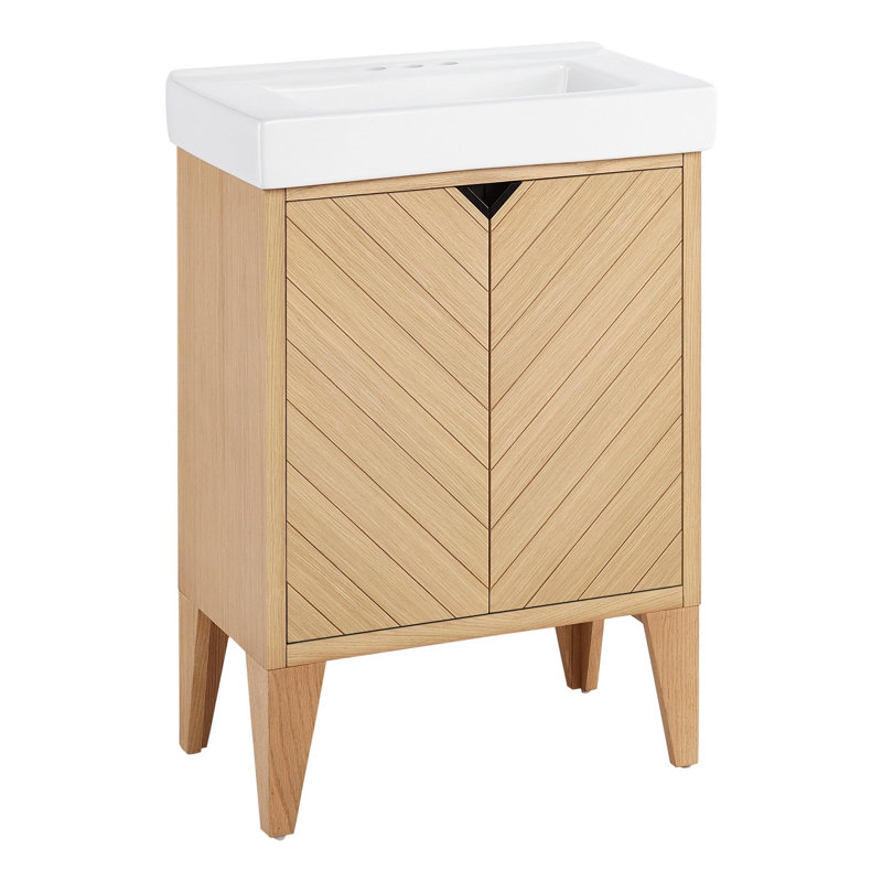 24" Fircrest Single Bathroom Vanity with Integral Sink, Sandy Oak