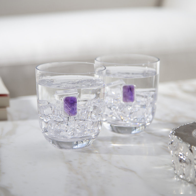 Clear Amethyst Old Fashioned Whiskey Glass Set