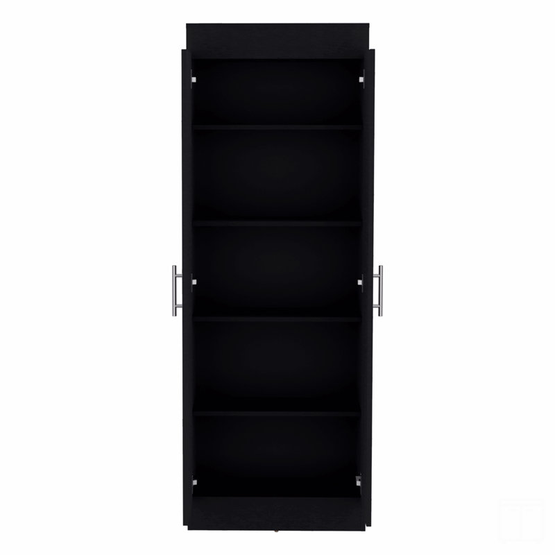 Garde-manger H 67 po, 5 tablettes internes, deux portes, H 66,8 po x l 11,8 po x P 11,9 po, Noir