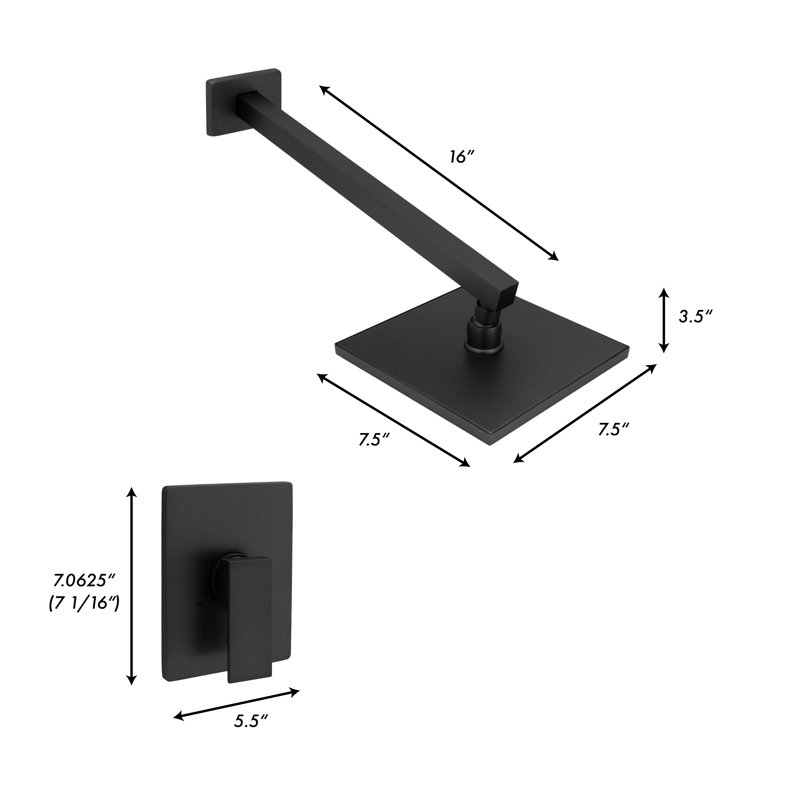 Zline Bliss Shower Faucet with Rough-in Valve and Temperature, Matte Black