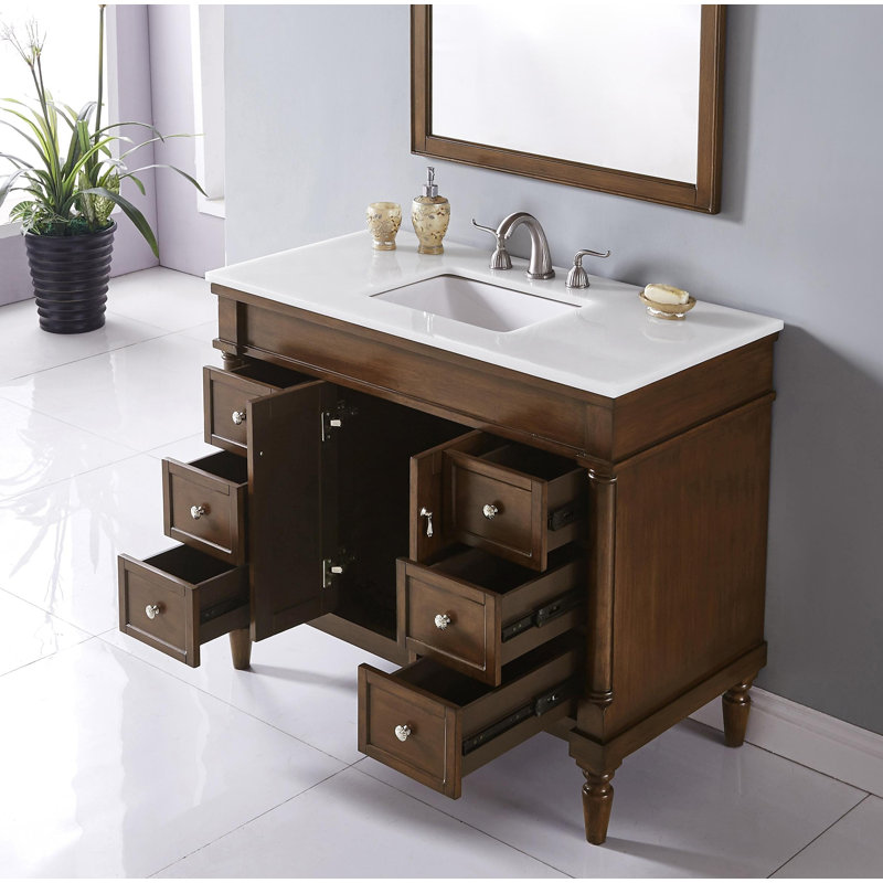 Ensemble de meuble-lavabo simple 42 po Lexington, Noyer, Blanc Ivoire