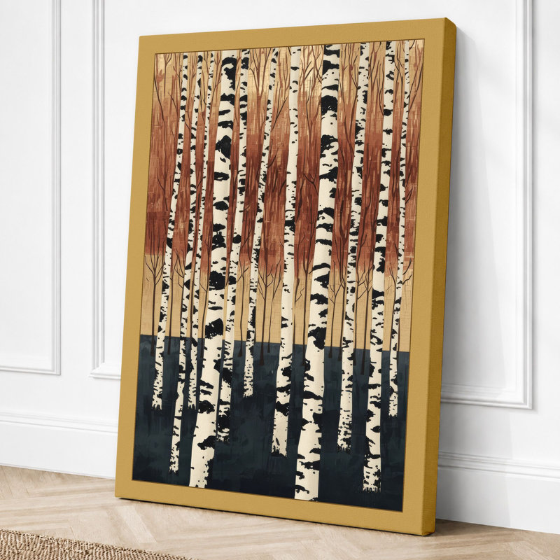 Birch Forest Scandinavian - Wrapped Canvas, 30x20 - 76.2 x 50.8 cm, Ochre Border