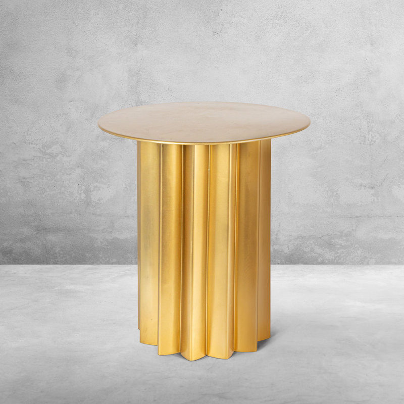 Greenpoint Pleated Metal Side Table, Gold