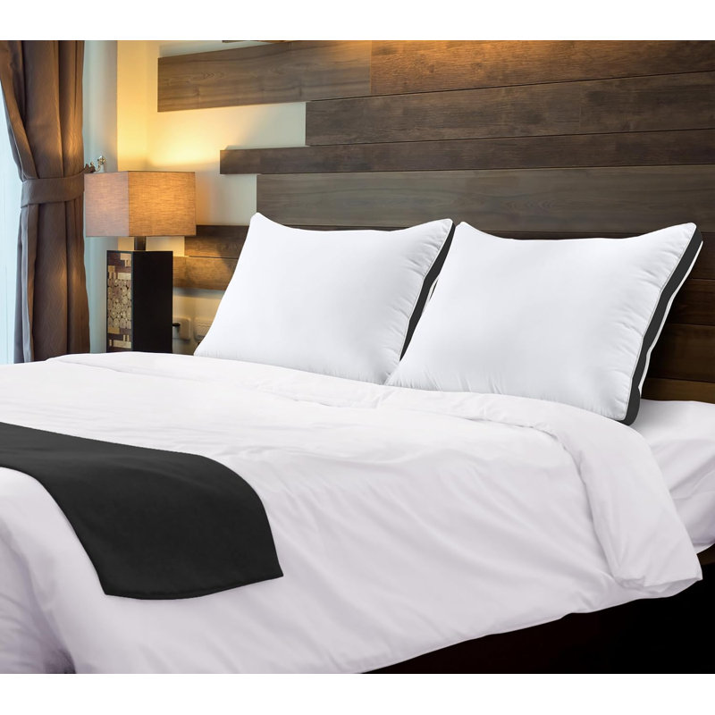 Ensemble de 2 coussins de grand lit pour dormir - ensemble de 2 coussins noirs, moelleux et moelleux